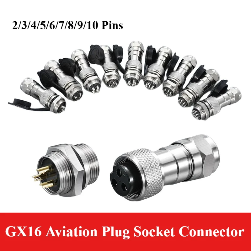 Gold-plated GX16 2/3/4/5/6/7/8/9/10 Pin Aviation Plug Socket Sensor Connector Stainless Steel Waterproof IP67 Adapter Connectors