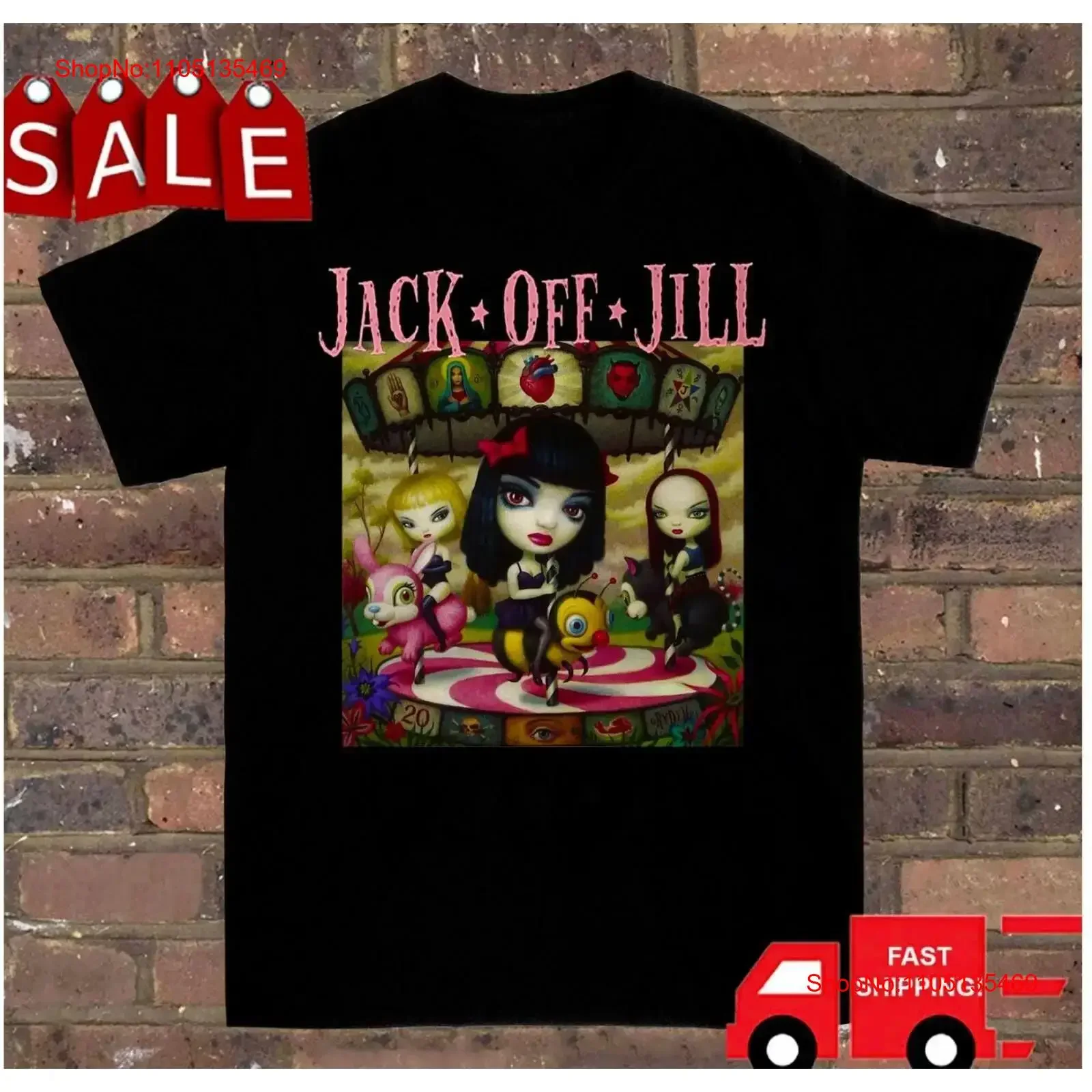 New Clear Hearts Grey Flowers Jack Off Jill T Shirt Black S 5XL vintage Washed fashion Soft Breathable Slightly Casual Unisex