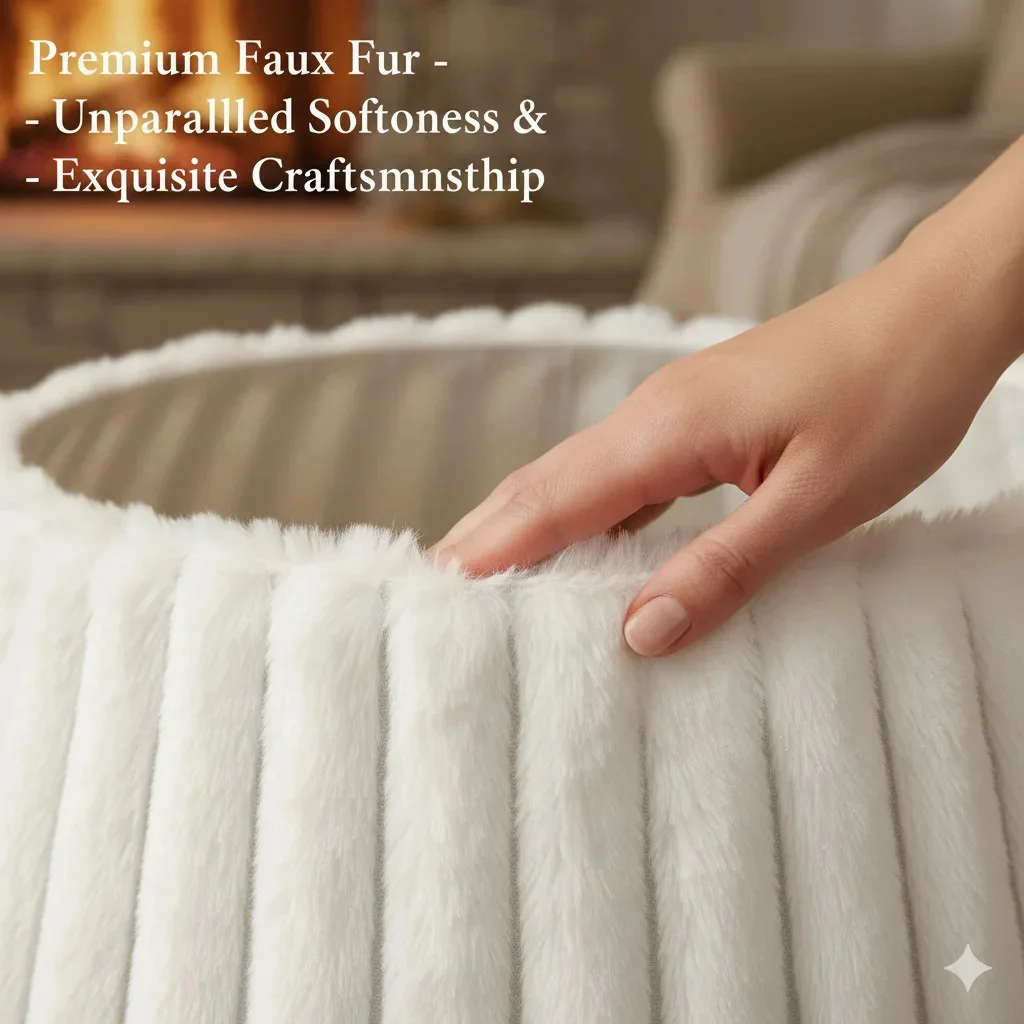 

Modern Plush Vertical Christmas Tree Skirt White Furry Tree Bottom Cover Decorations for Winter Holiday Festival Ornament