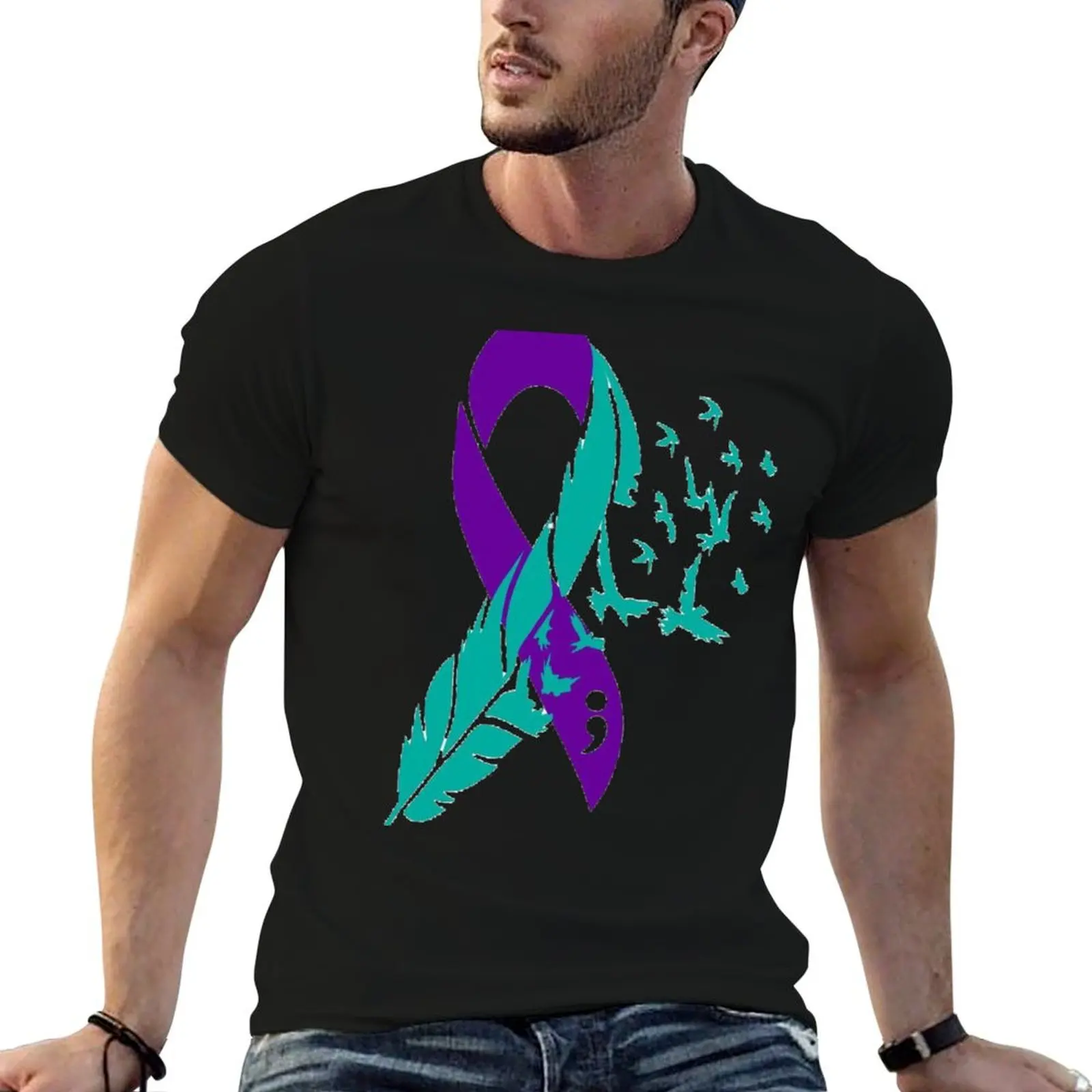 

cotton T-Shirt shirts shirts Awareness t Prevention t man cotton Suicide funny