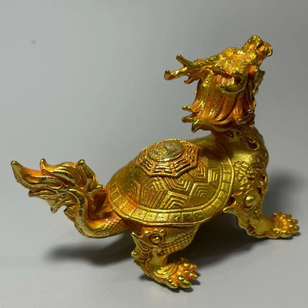 Retro gilt dragon turtle ornament big dragon turtle town house lucky old copper home decoration antique tai chi longevity turtle