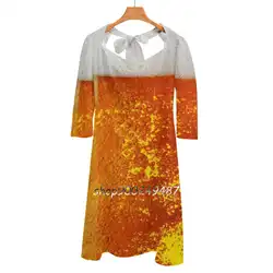 Beer Mug Evening Party Dresses Midi Sexy Dress Female Sweet One Piece Dress Korean Beer Bee Beer Foam Glass Beverage Alcoholic
