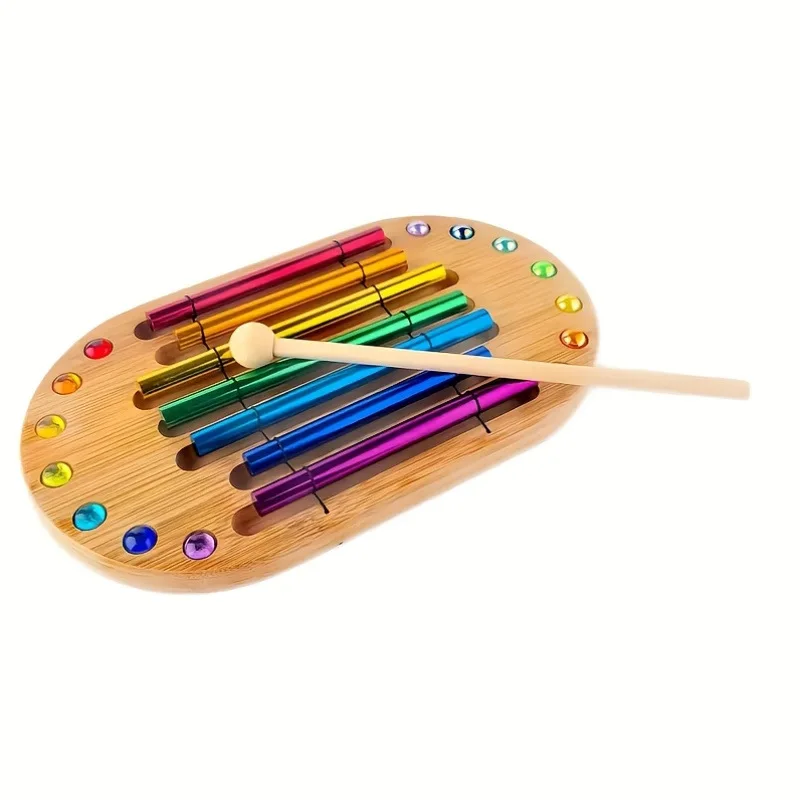 Rainbow 7‑Note Chakra Hand Drum, Meditation Yoga Percussion Instrument, Sound Healing Therapy Handpan Drum
