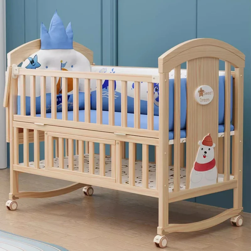 Wooden Kid's Bed Juvenile Toddler Beds Bassinet Children Bunk Kids Multifunctional Baby Cribs Boy Kinderbett Bedroom Furniture