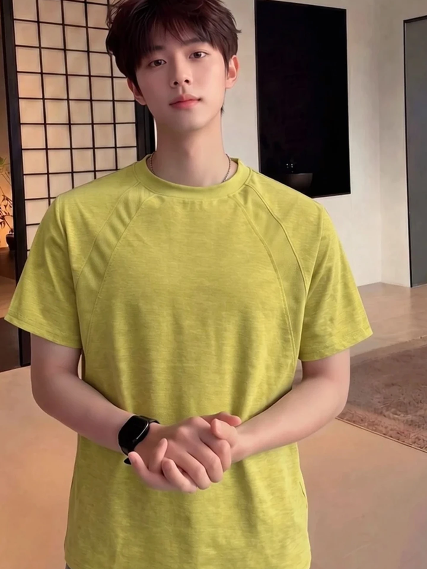 White Deconstructed Splice Cool Feeling Ice Silk Short Sleeve Men's Summer Mesh Breathable Shoulder T-Shirt Youth Trendy Half...