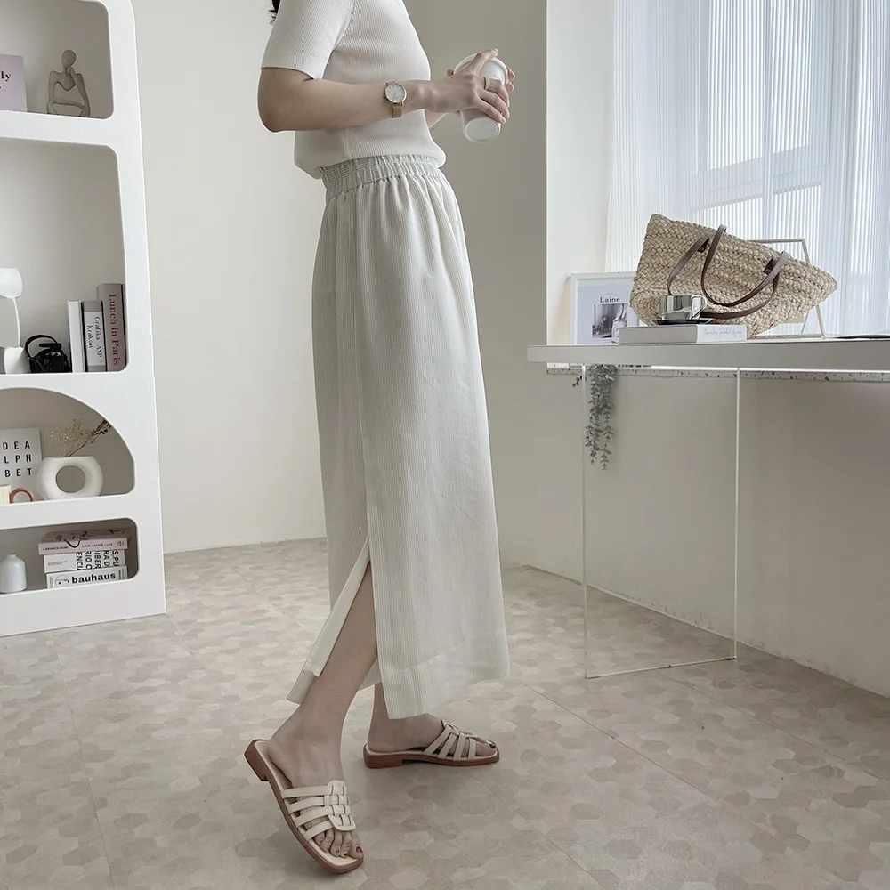 Abbigliamento per la protezione solare Pantaloni a gamba larga a righe in vita elastica Pantaloni casual dimagranti versatili Coreano Sle Pendolarismo Vento