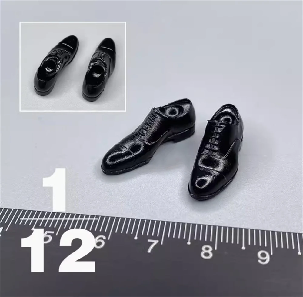 

1/12th 3ATOYS LEVEL9 Gangster Male Cartoon Comic Black Solid Shoe Boots Toys Model For 6" Action Figure Collectable DIY