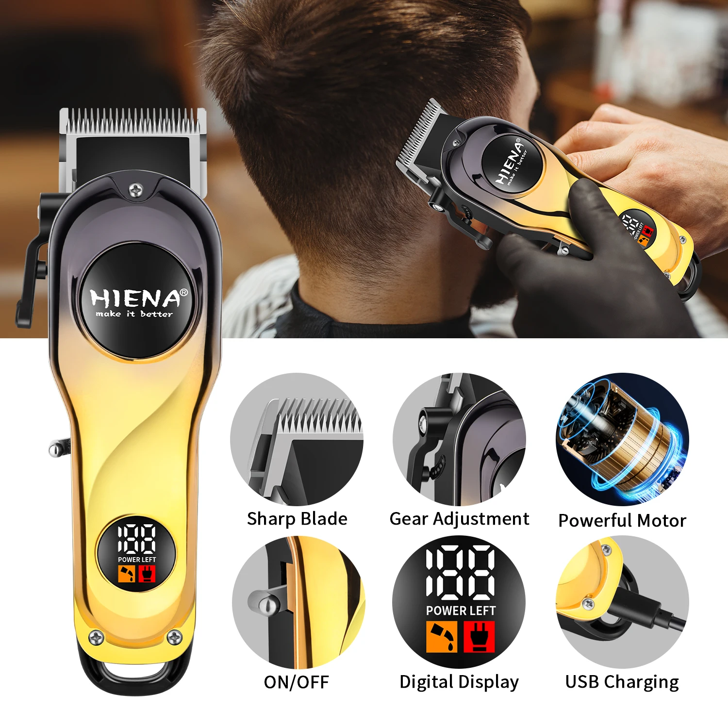 

Home Appliance Hair Clipper Economical Long-lasting battery life Rechargeable Gentle on skin Classic color scheme Stylish