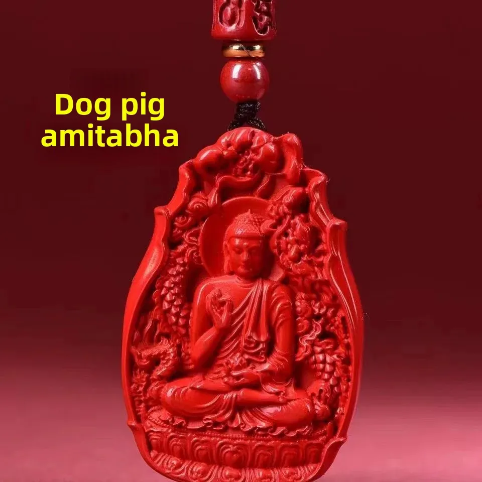 Benmingfo Carved Eight Patron Deity Pendant Red Sand High Content Zodiac Amulet Solving TaiSui Lucky Pendant Car Backpack Charms