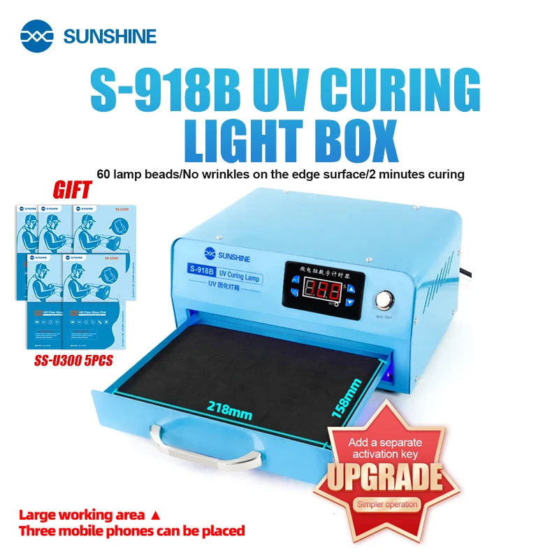 SUNSHINE S-918B UV tutkal kür mor ışık kutusu Led yüksek güç UV cep telefonu kavisli ekran optik gölgesiz tutkal onarım aracı