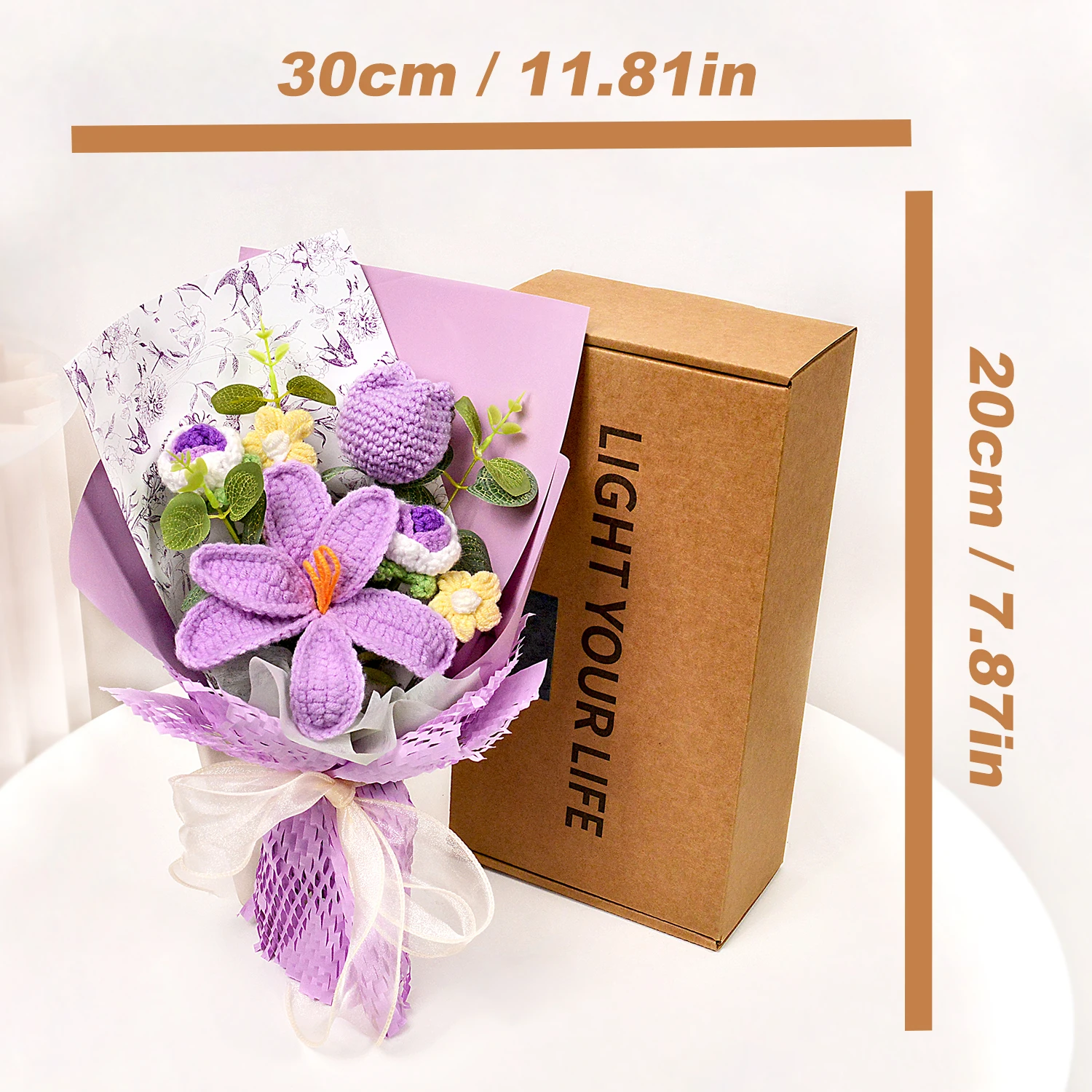 باقة توليب كروشيه مصنوعة يدويًا، باقة زهور كروشيه لعيد الأم وعيد الميلاد وعيد الشكر وهدية التخرج وديكور المنزل #6