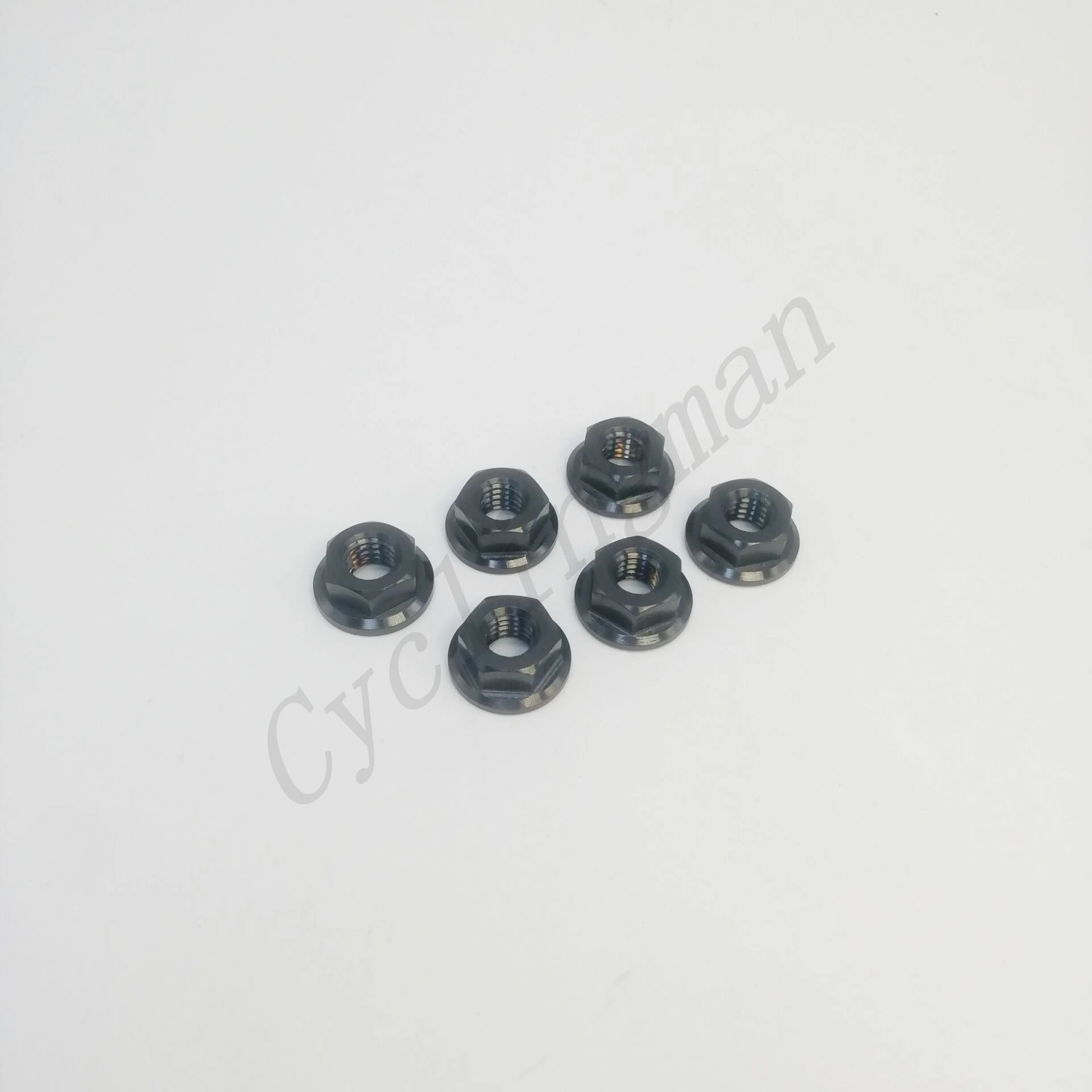 6Pcs MTB Mountain Bicycle Bike Motorcycle M6 Titanium Ti Flange Bolts Screw M6X1.0mm Pitch Nuts Gr5
