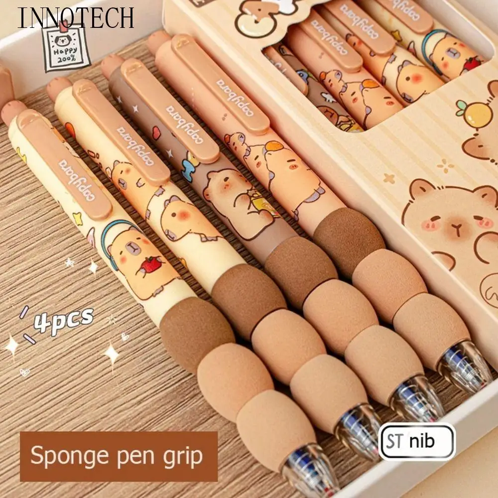 

4 шт. INS Kawaii Capybara стираемая ручка мультяшная эстетическая милая ручка для письма мягкая ручка синие чернила 0,5 мм гелевая ручка для студентов