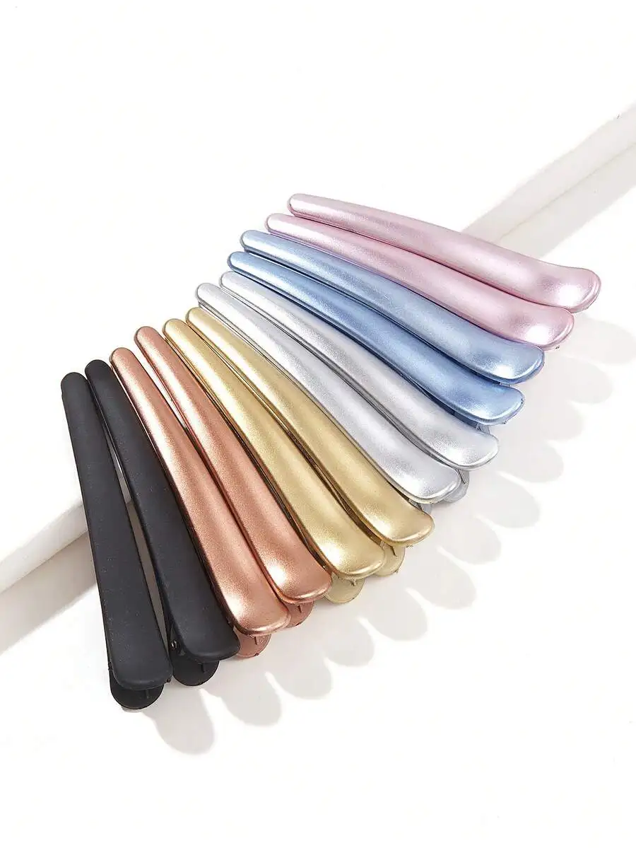 

12pcs Large Seamless Duck Mouth Hair Clips For Women Matte Finish Salon Makeup Bangs Side Clips
