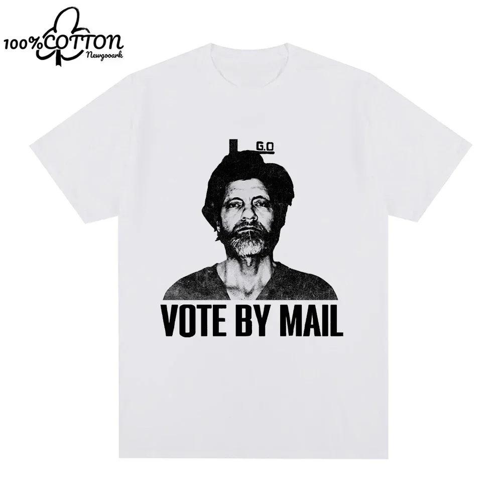 KJKJ Vote By Mail Ted Kaczynski T Shirt Fashion Men Harajuku Graphic Unisex High Quality Casual Vintage Cotton