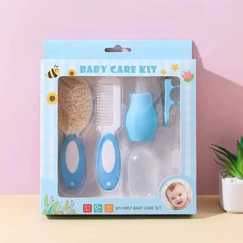 Baby Care Kit Newborn Grooming Set (Wool Brush + Comb + Nasal Aspirator) BPA-Free Baby Travel Essentials