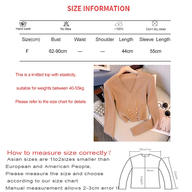 Women Buttons V-Neck Elegant Tops Solid Long Sleeve Office Thin Top Knit Slim Pullovers For Women 2024 Spring