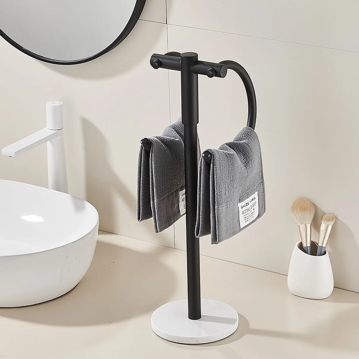 

304 Stainless Steel Bathroom Vertical Towel Rack Countertop Storage Rack Bathroom Kitchen Towel Bars Circular Ring