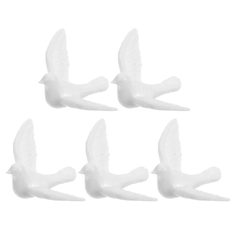 5 PCS Little White Pigeon Model Mini Toys Realistic Bird Miniature Resin Figurines for Crafts