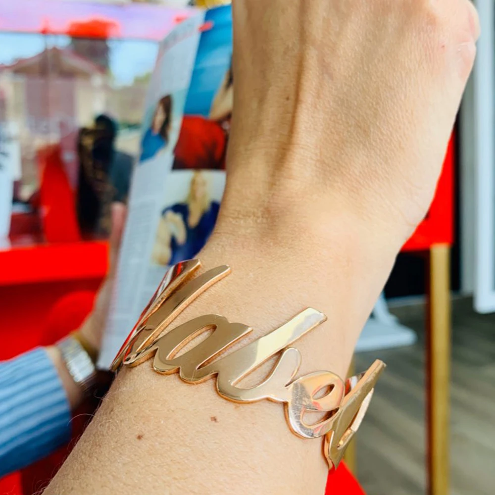 Personalisierter Name Damen Armreif Edelstahl Gold Silber Armband Personalisiertes Charm Armband Valentinstag Schmuck Geschenk – Detail 13