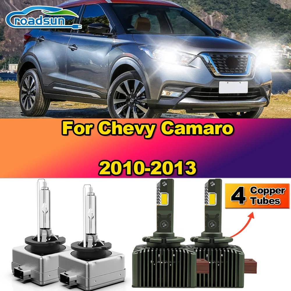 

D1S LED Headlights 120W 1:1 Car Lamps 30000LM 4 Copper Tube Xenon HID Lights Bulbs 6000K ﻿For Chevy Camaro 2010 2011 2012 2013