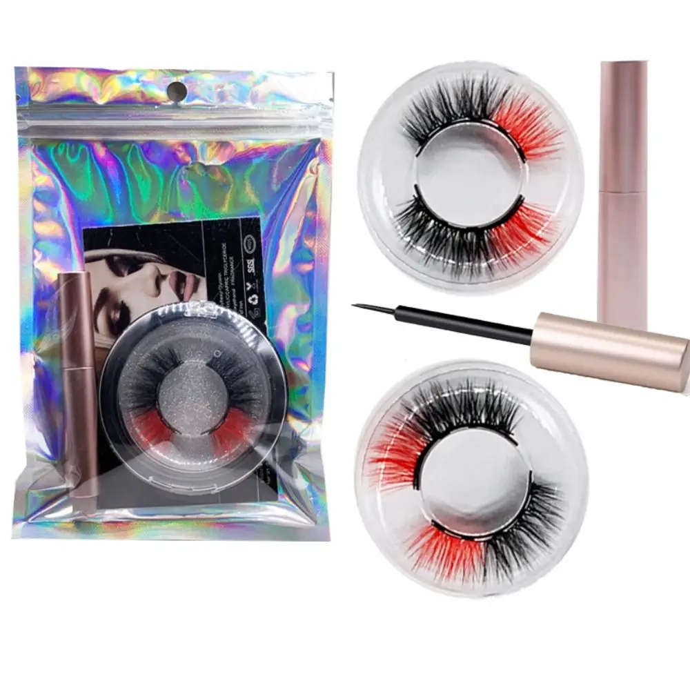 Manga Eyelash Hand-made Magnetic Eyelash Reusable Natural 5D Mink Lashes Colored Fluffy False Eye Lashes Stage