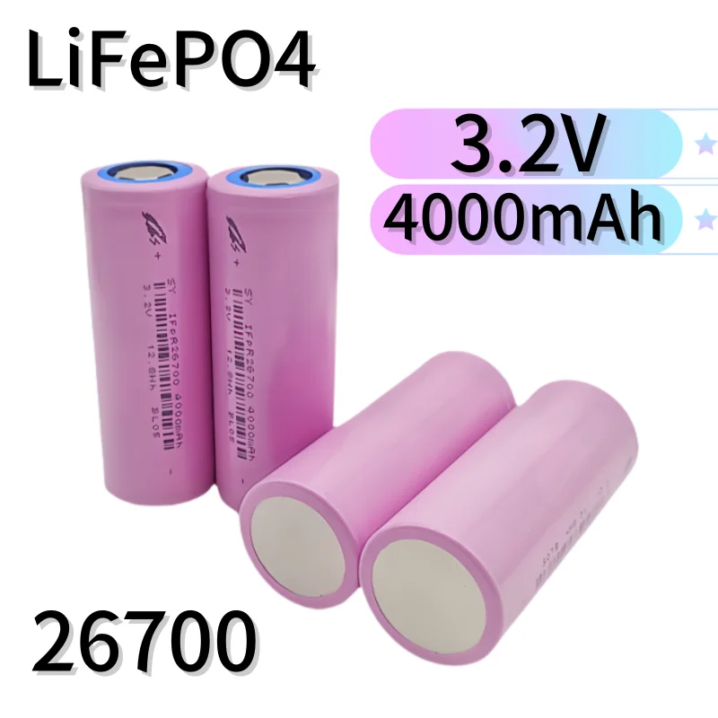 26700 3.2V 4000mAh LiFePO4 Rechargeable Battery lpega DIY Suitable for LED Flashlights and Lithium-ion Battery Packs