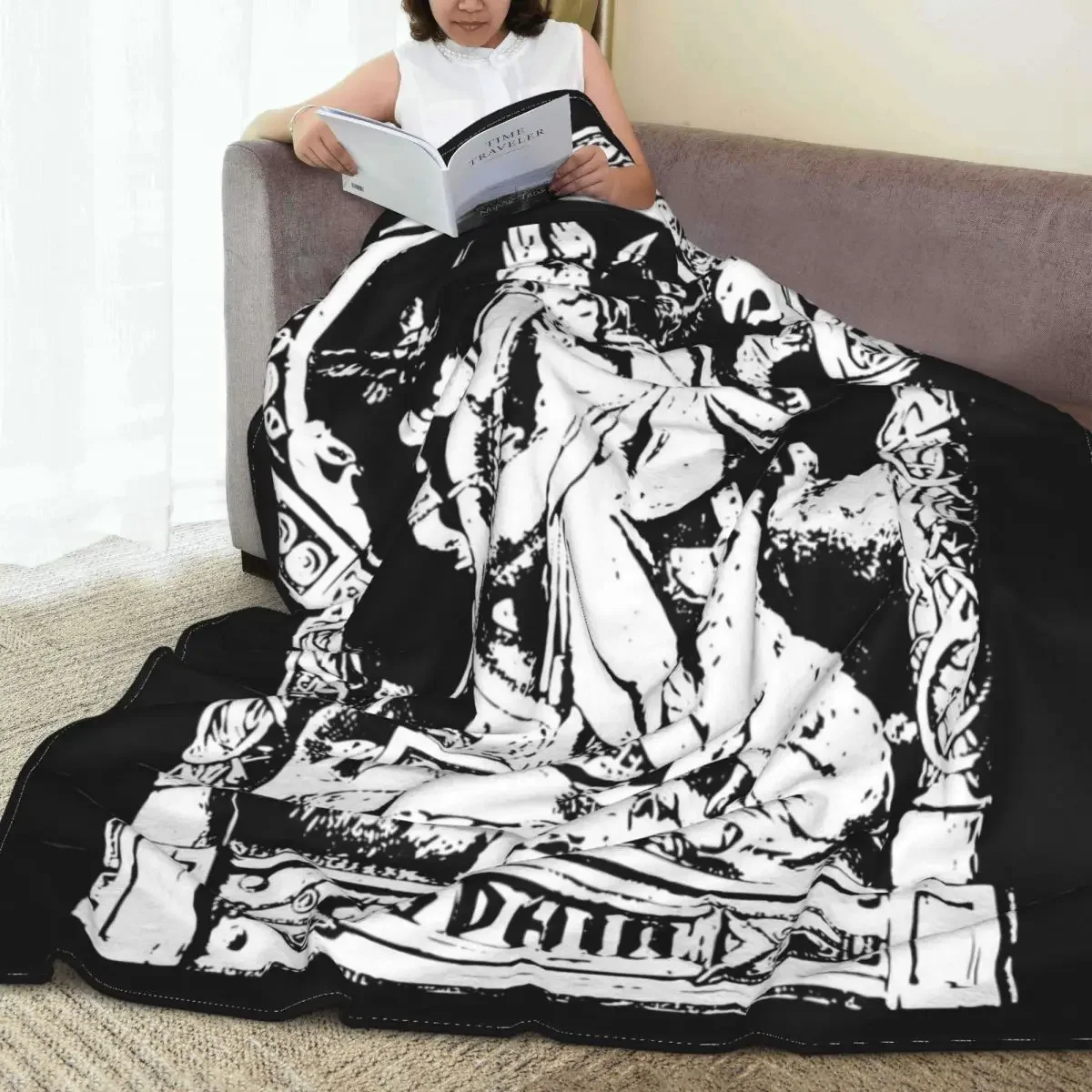 On His Throne Norse God Odin Blankets Flannel Print Mythology Multifunction Lightweight Throw Blanket for Sofa Office Plush