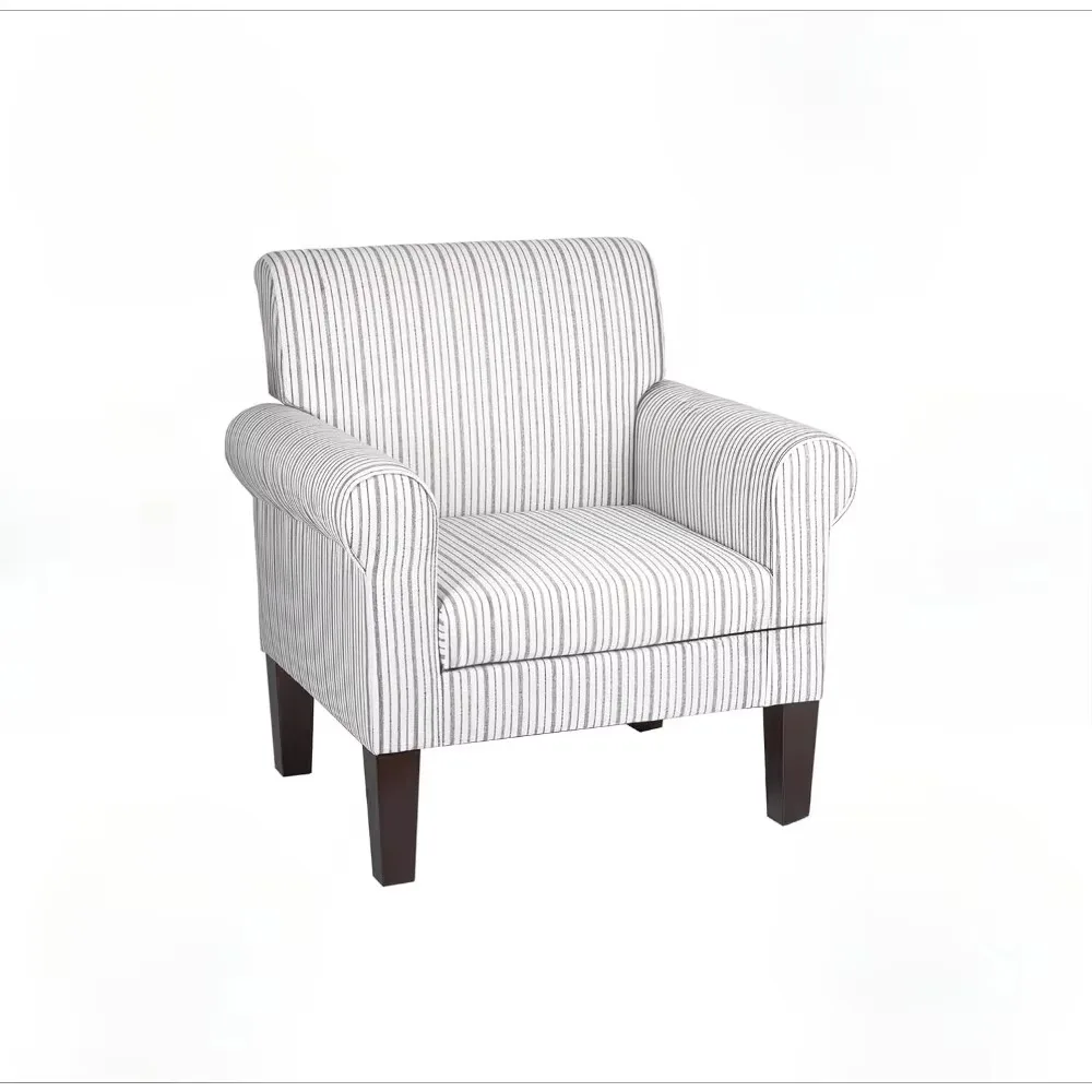 Modern Striped Coffee Chair Comfortable armchair upholstered in linen, comfortable reading armchair with padded seat