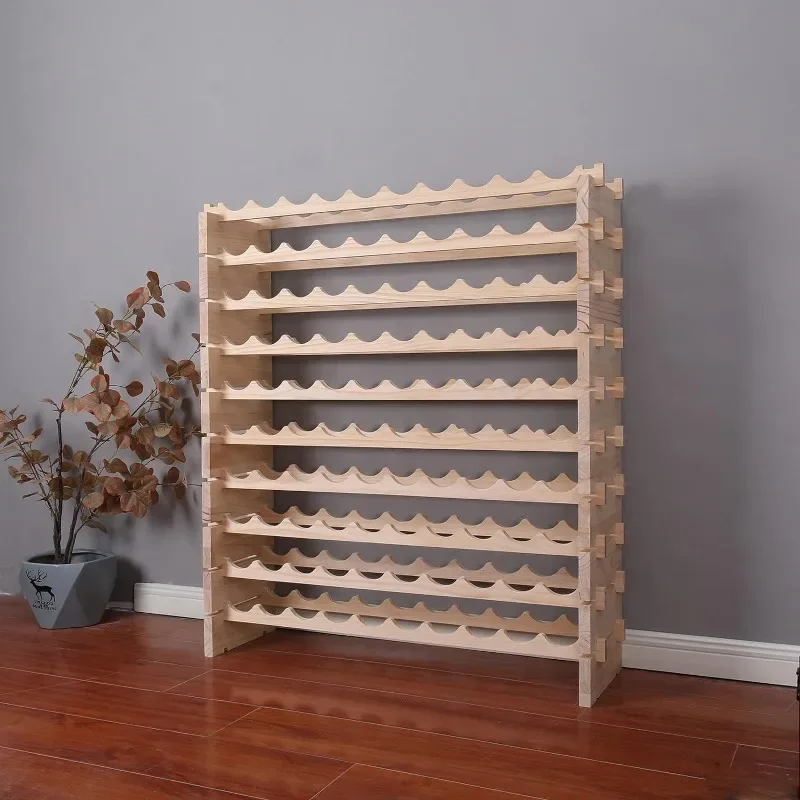 Wine Rack Cabinet Freestanding for Floor Wooden Stackable Storage Modular Countertop Wood Wine Holder (100bottle)