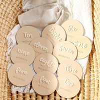 Ylsteed 12Pcs 1-12 Month Newborn Monthly Milestone Wooden Cards Dics Baby Keepsakes Newborn Photo Props
