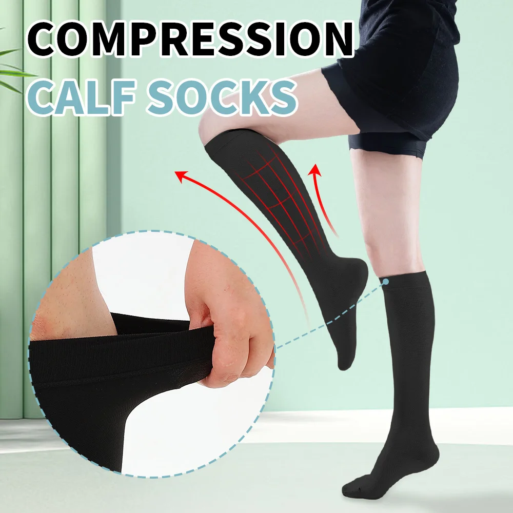 

Hh Medical Knee High Compression Socks Closed Toe Graduated Pressure Stockings for Varicose Veins Black Color Socks