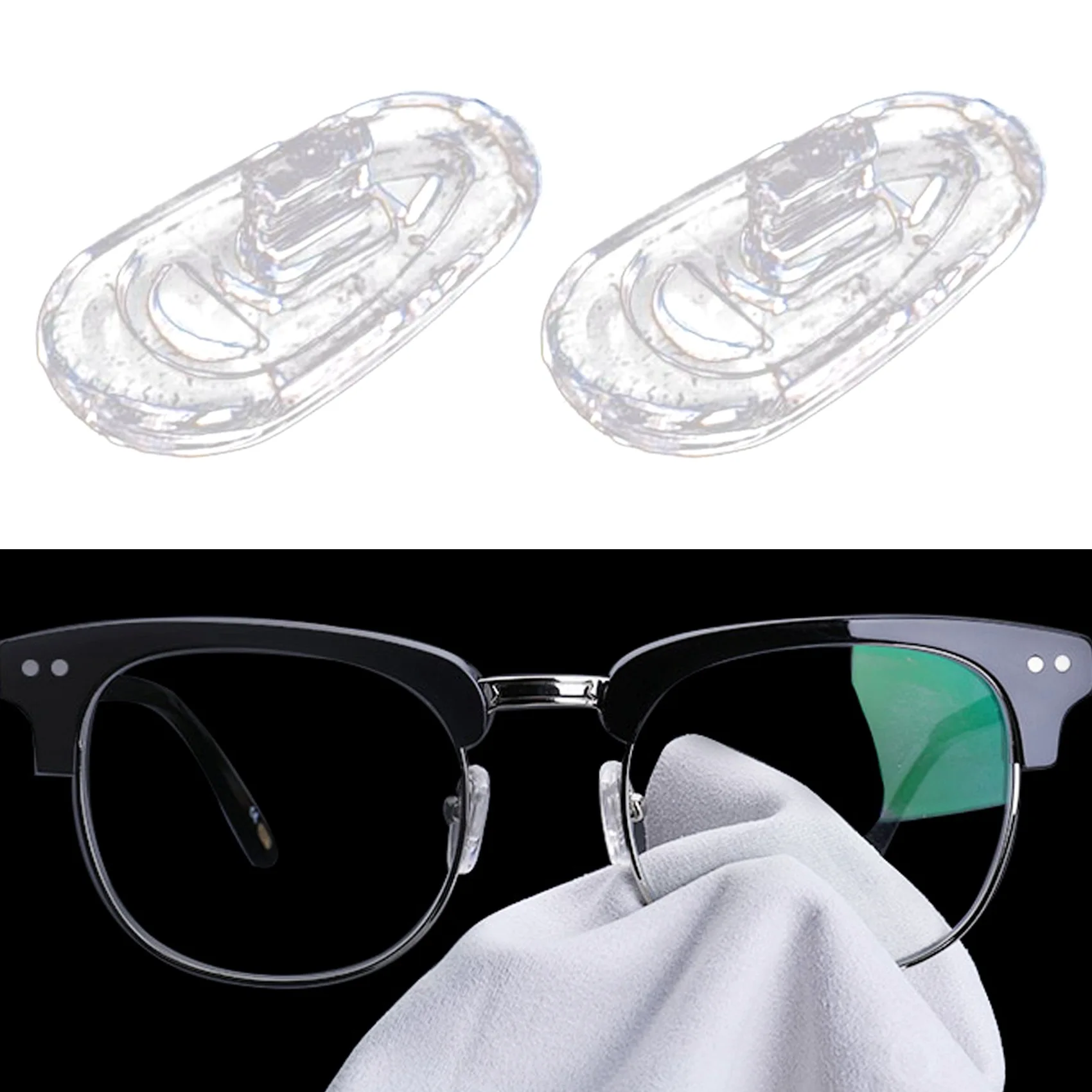 

M04K 25 Pairs Silicone Eyeglass Nose Pads Oval Push On