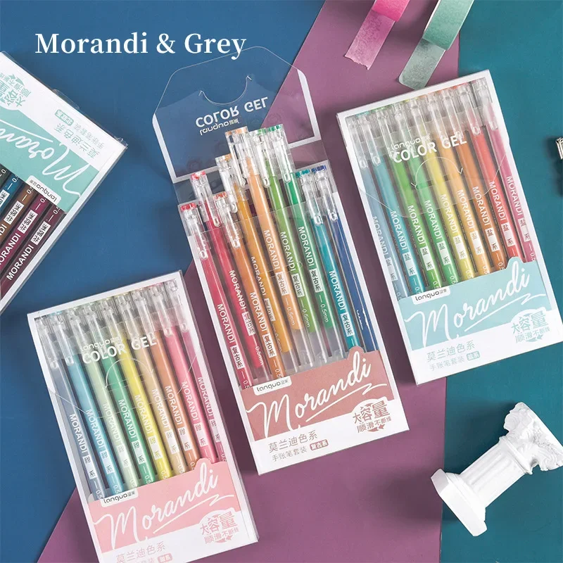 9 Colors Morandi Colored Gel Pen Set 0.5mm Gel Ink Pen Micron Fine Point Penna Gel Cute School Supplies Office Ball Point Pen