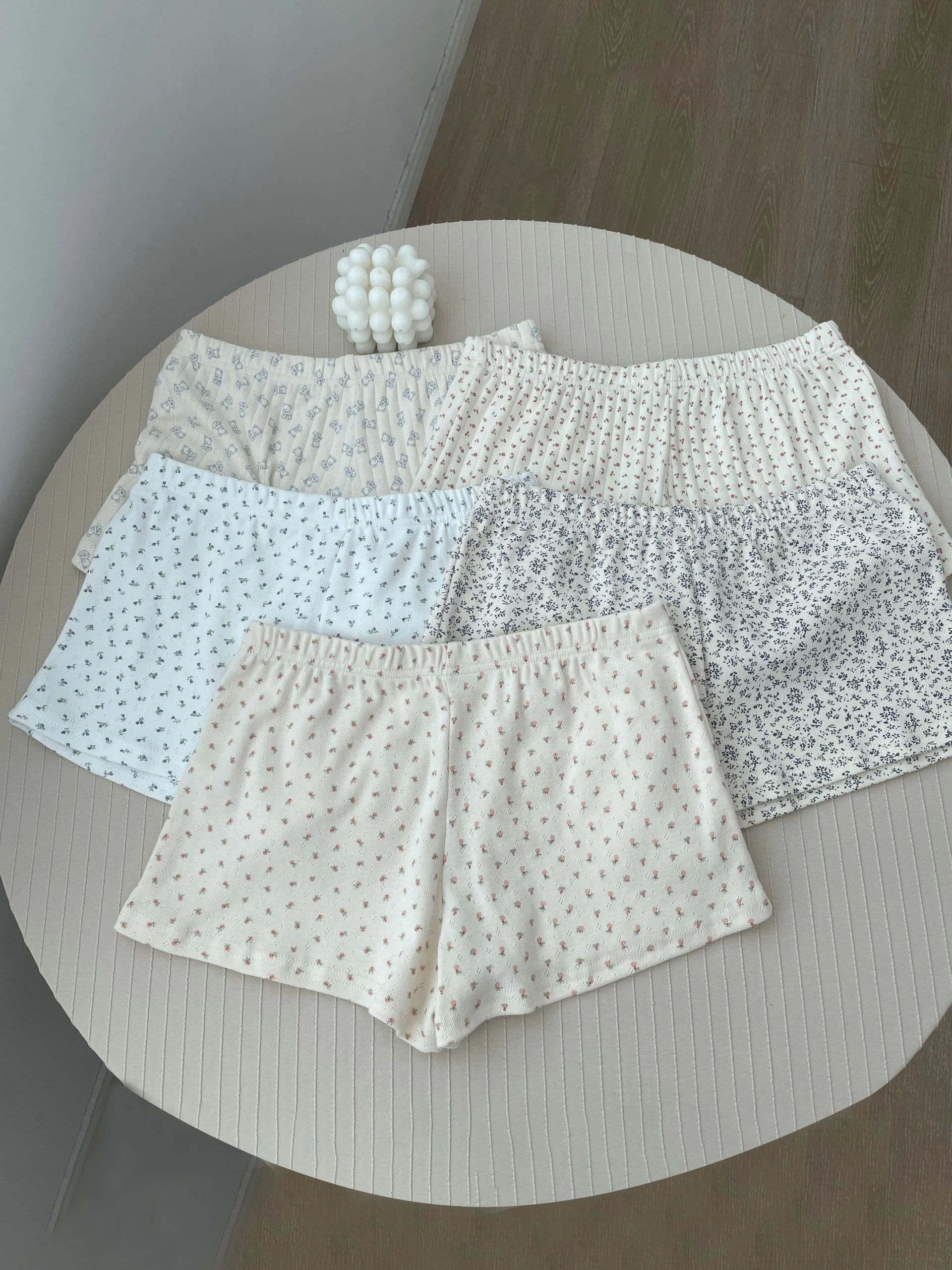 Eyelet Floral Cotton Sweet Home Boy Shorts Summer Elastic Waist Straight Short Pants Vintage Cute Home Cozy Woman Underwear Y2k