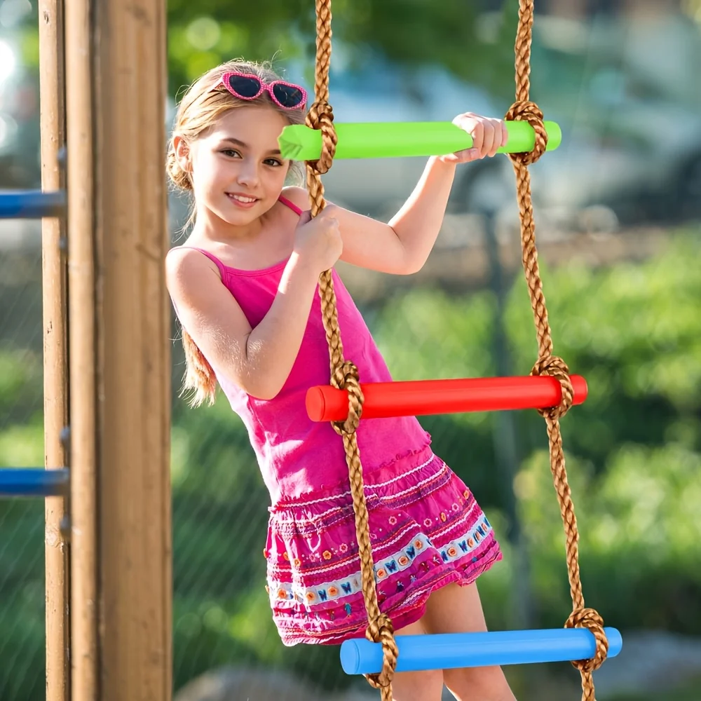 Balanço colorido da escada de escalada das crianças de 1pc-brinquedo durável do playground do pe para uso interno/externo-perfeito para o pátio da casa