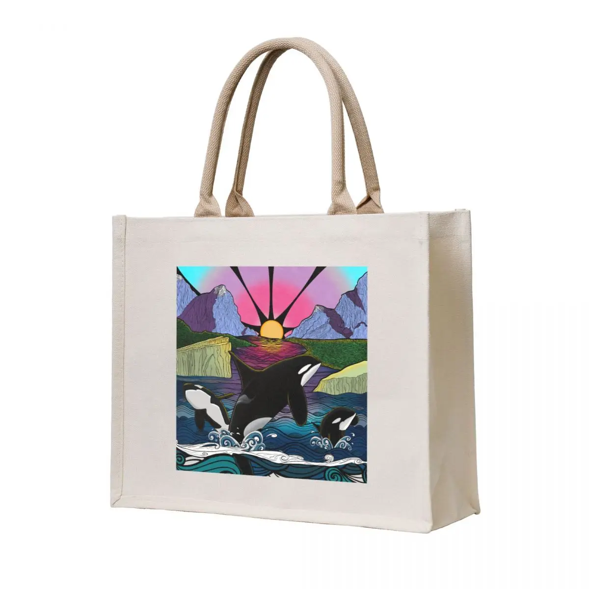 

Orcas in Alaska Tote Bag custom canvas bag canvas bags reusable shopping bags