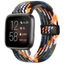 Bracelet tressé à boucle unique pour Fitbit Versa 2 lite, bracelet de montre sport en nylon réglable, bracelet de montre