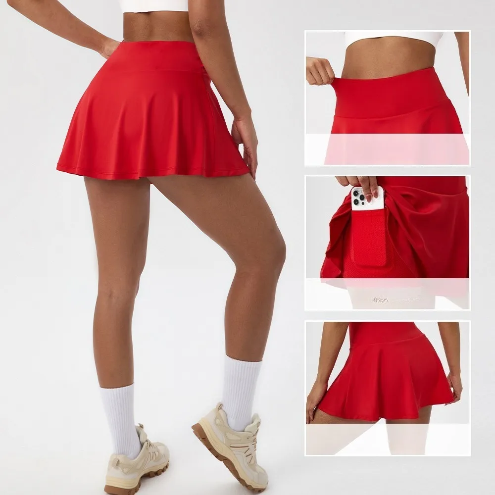 

Women Summer High Waist Skort Faux Two Piece Quick Dry Anti Exposure