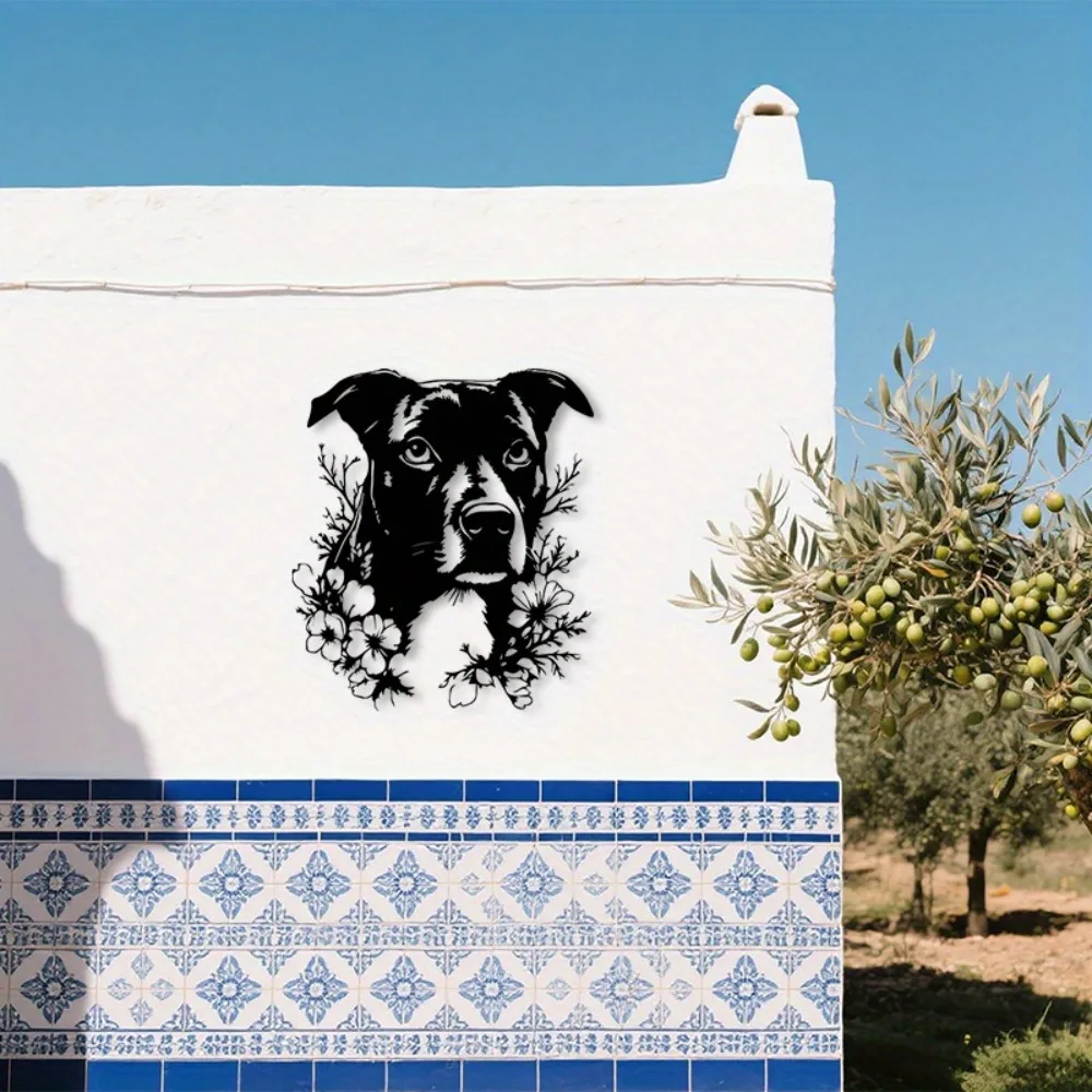 CIFBUY Pit Bull Terrier Metal Wall Art Rustic Iron Mural Statue Plaque for Kennel Pet Room Outdoor Space Dog Lover Home Decor