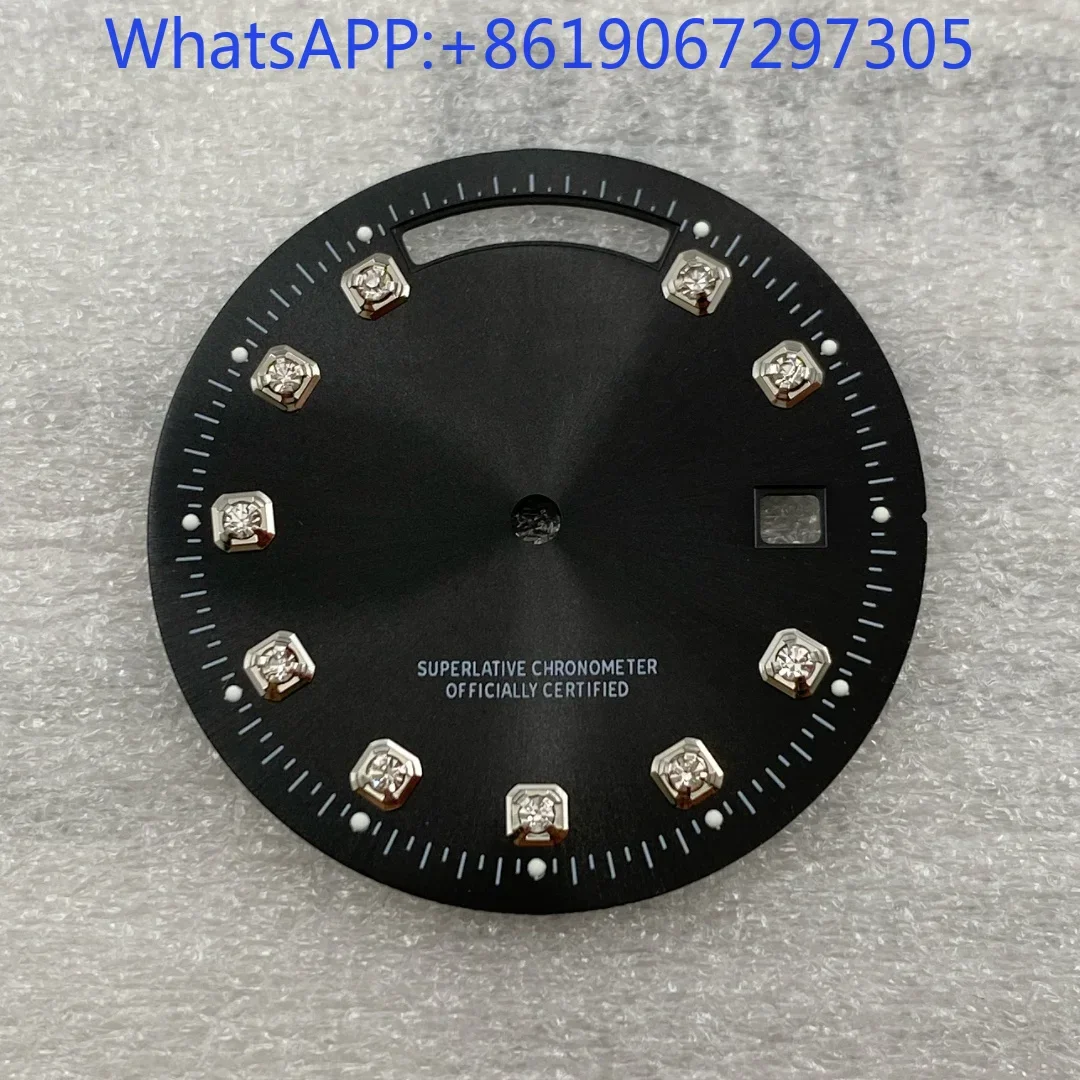 Esfera Sunburst adecuada 8285, movimiento mecánico automático, reloj de diamante, accesorios Mod, marcadores plateados, esfera blanca