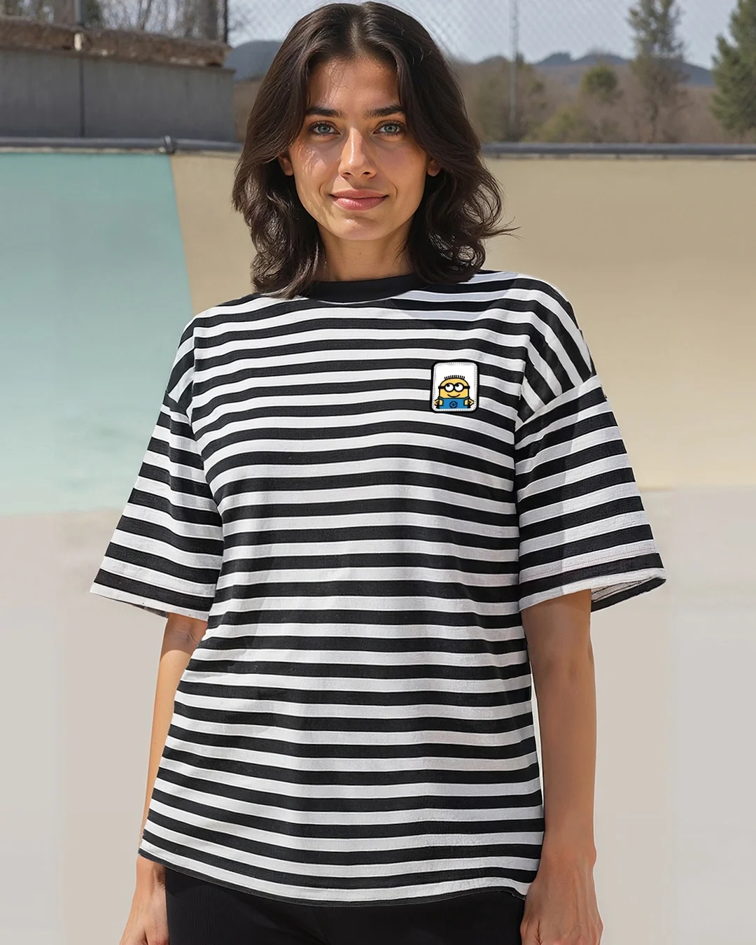 

Minion Striped Oversized T-shirt Unisex Family T-shirt Summer Classic Casual T-Shirt Hot Sale Fashion Adult&Kid Top Lover Gift