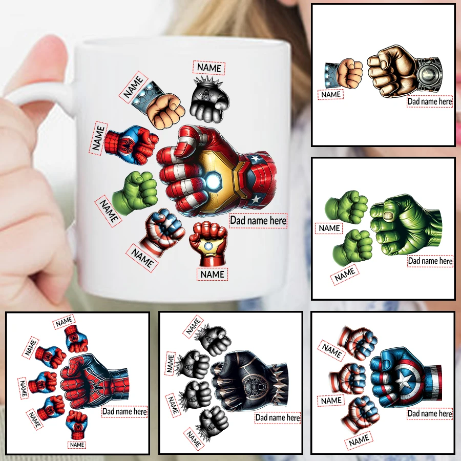 

1Pc 3D Print Marvel Hero Arm Ceramic Mugs 11oz Customized Name Winter Breakfast Milk Cup Parent-child Water Cup Party Gifts