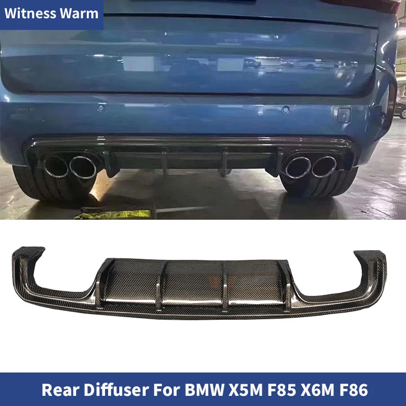 Carbon Fiber/Forge Rear Diffuser Bumper Lip Spoiler V Style For BMW X5M F85 X6M F86 2015- UP