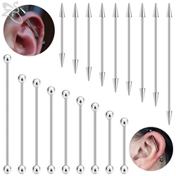 ZS 1 Piece 316L Surgical Steel Industrial Barbell Earrings 14g/16g Spike Long Ear Helix Conch Cartilage Piercing Jewelry 24-60MM