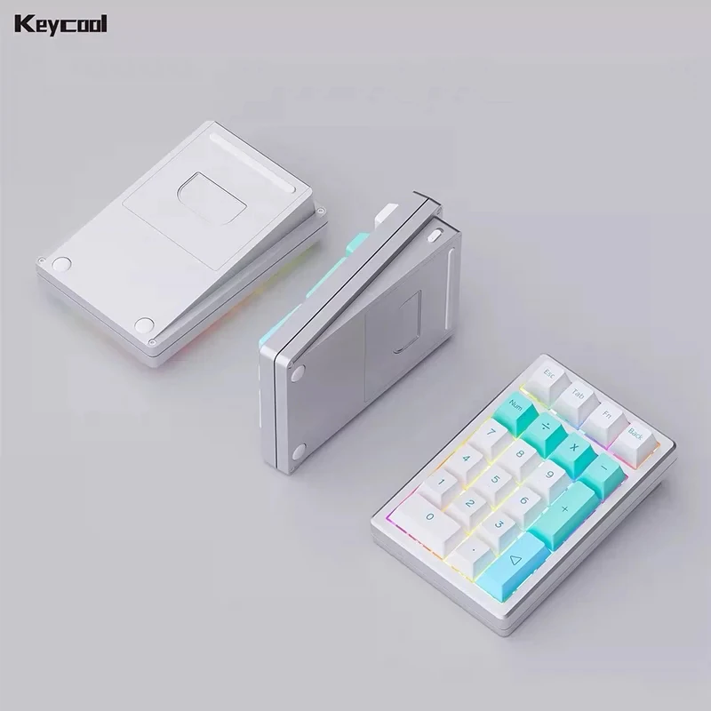 Keycool K21MAX Metal Mechanical Keyboard with ROG Nightmare Customized CNC The Tri-Mock PAD Digital Keyboard Hot Swap RGB