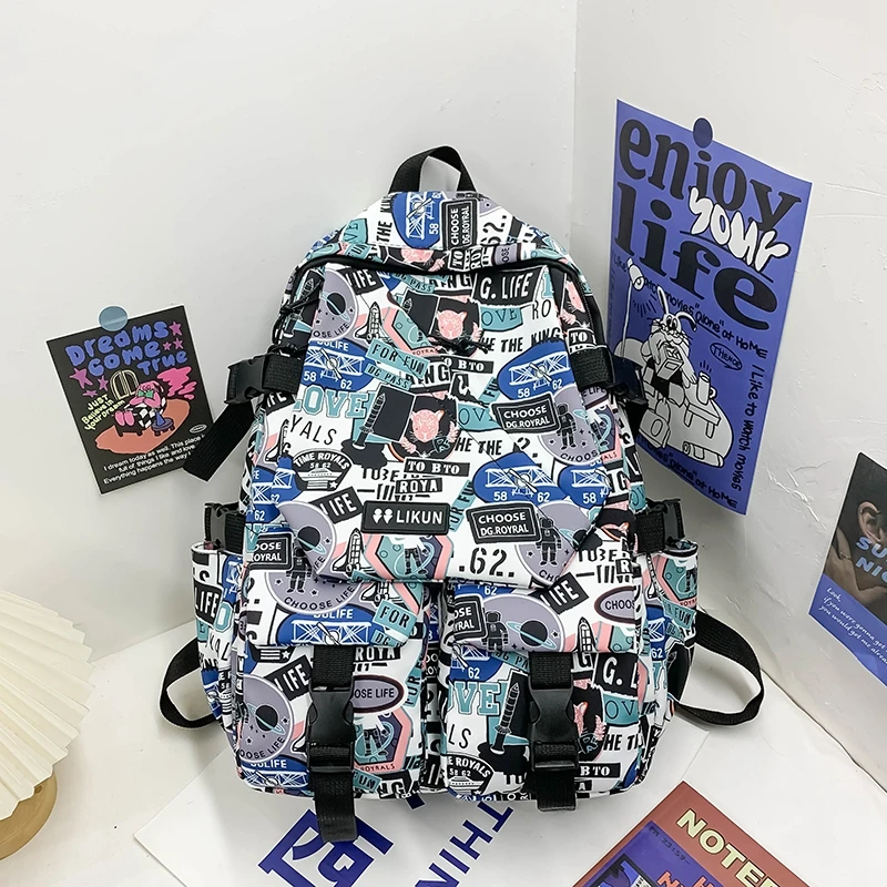 Youth School Backpack for Teenagers Unisex Graffiti School Bags Large Capacity Back Pack Waterproof Book Bag Back to School Gift