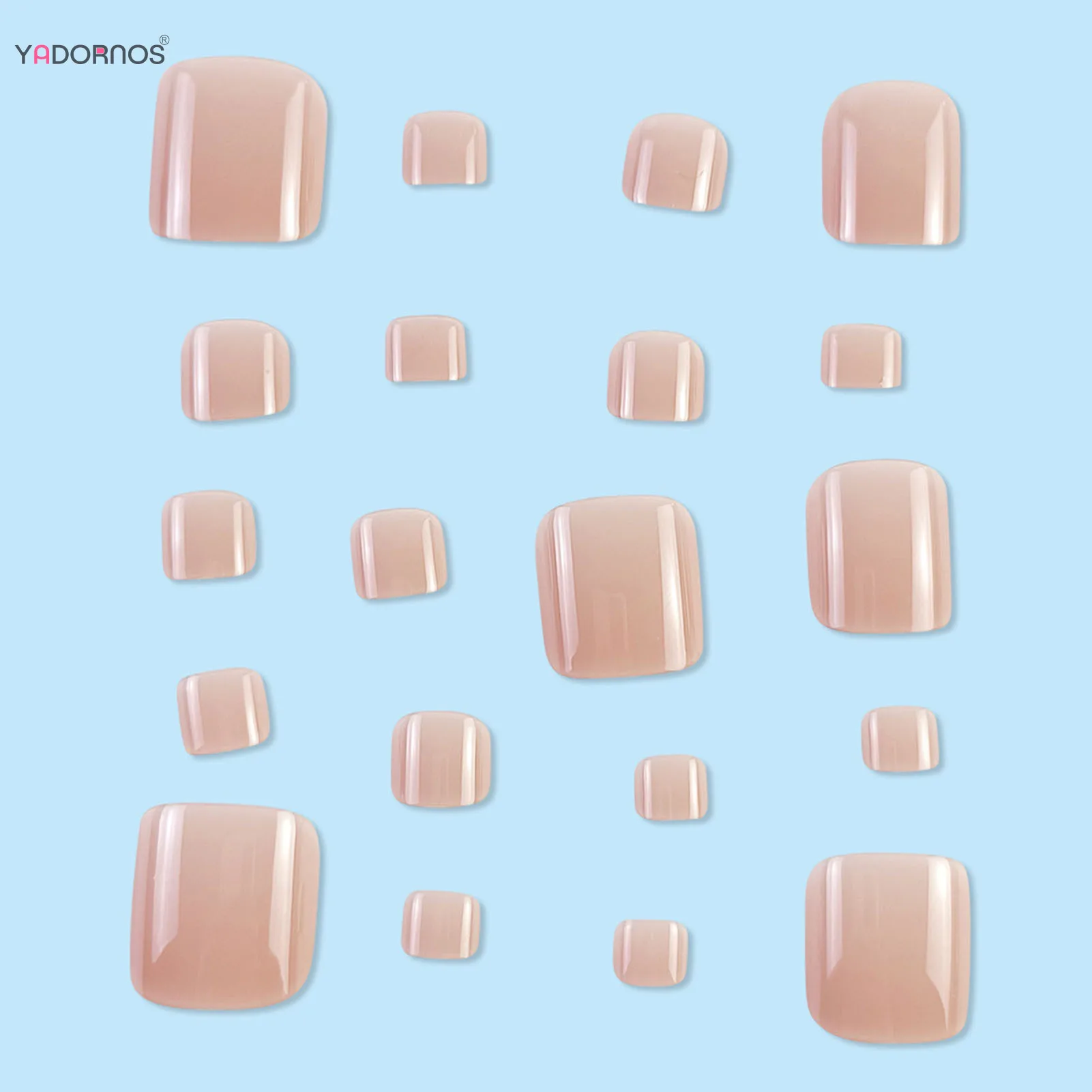 Nude Color Fake Toenails Women Summer Press on Toe Nails Elegant Solid Color False Nails Tips for Female Charms Manicure 24Pcs