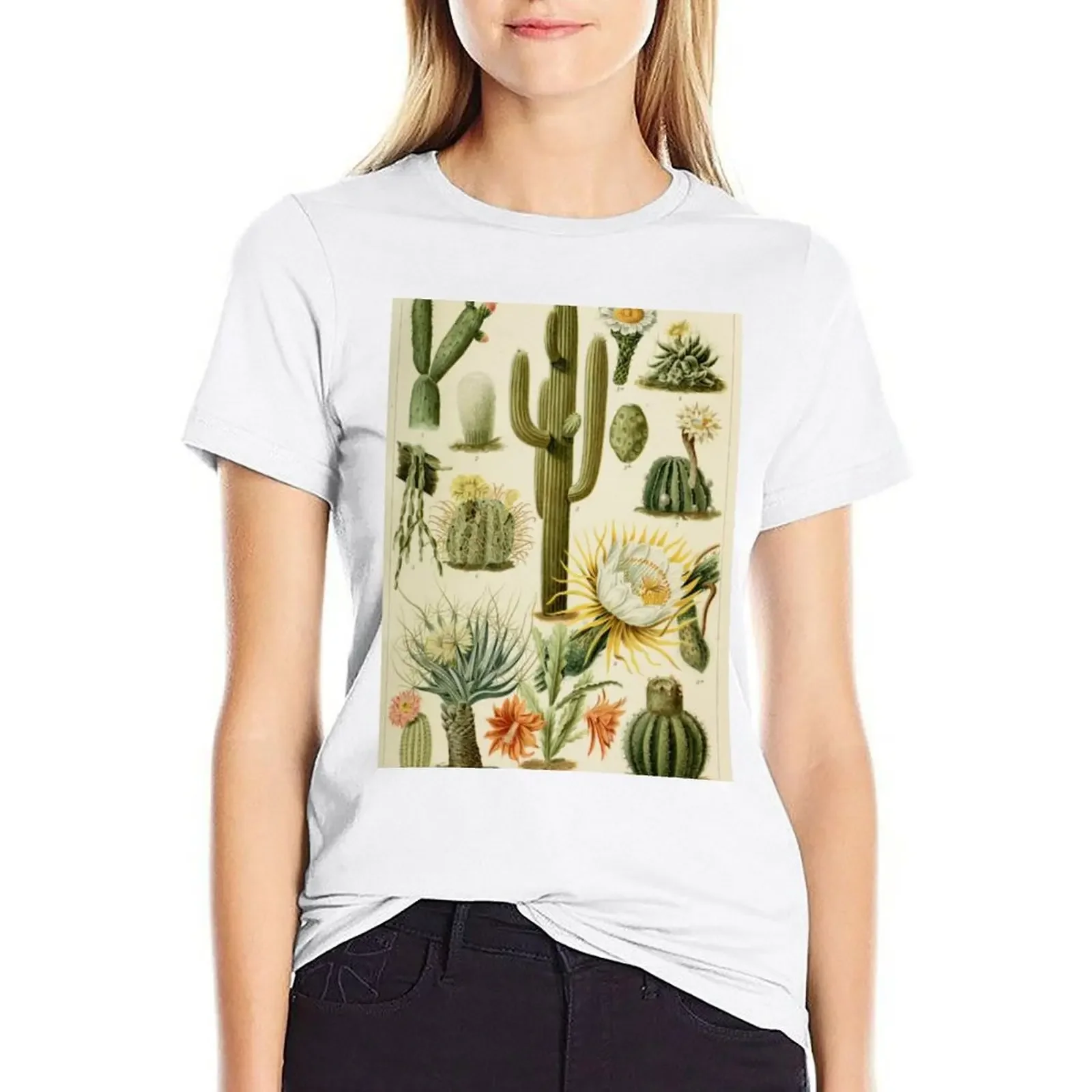 Naturalist Cacti T-shirt summer tops summer top Womens graphic t shirts