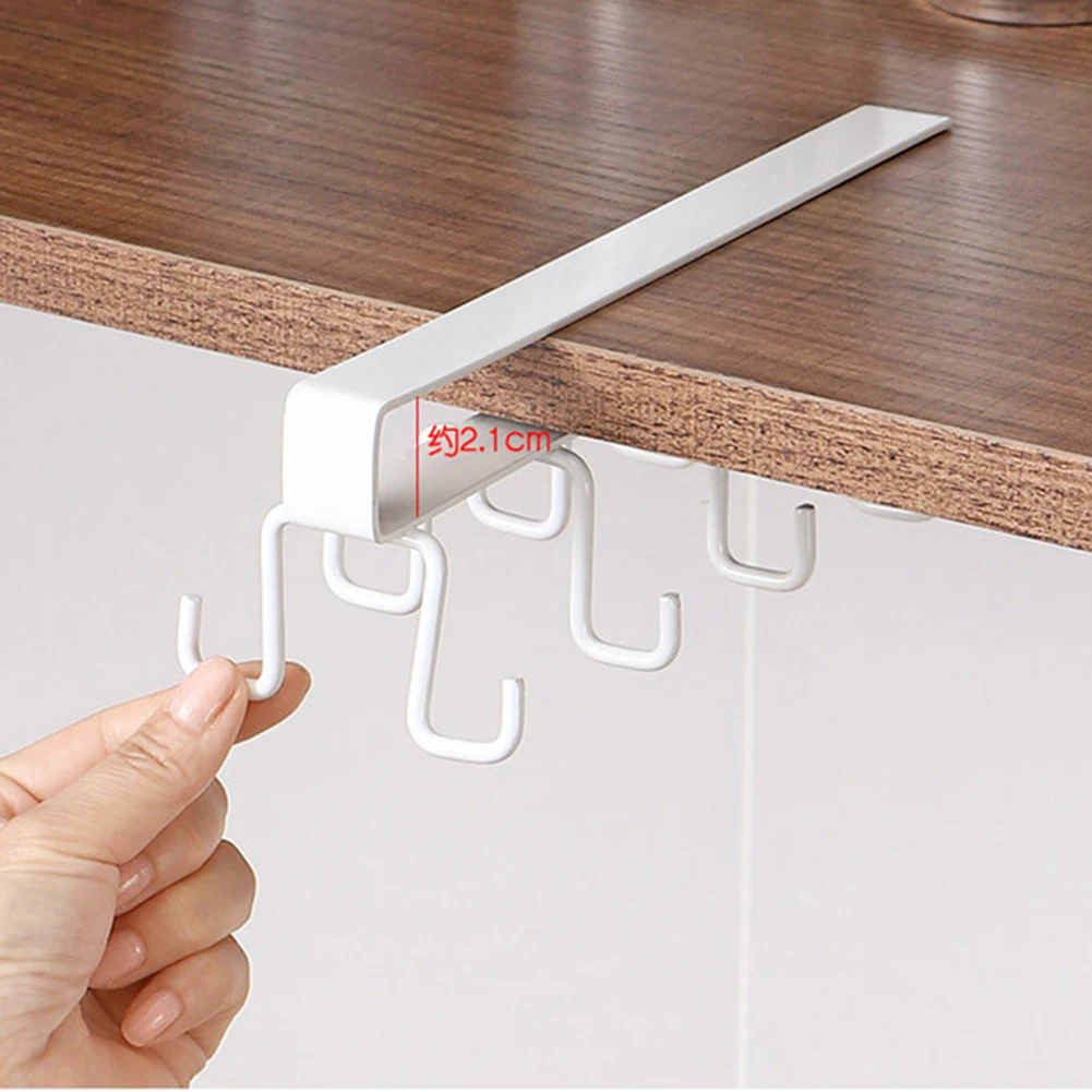Below Cabinet Cup Rack Organizer Cup Rack Rack Kitchen Multifunction Hook Shelf Cabinet Sundry Organizer Storage Hanger